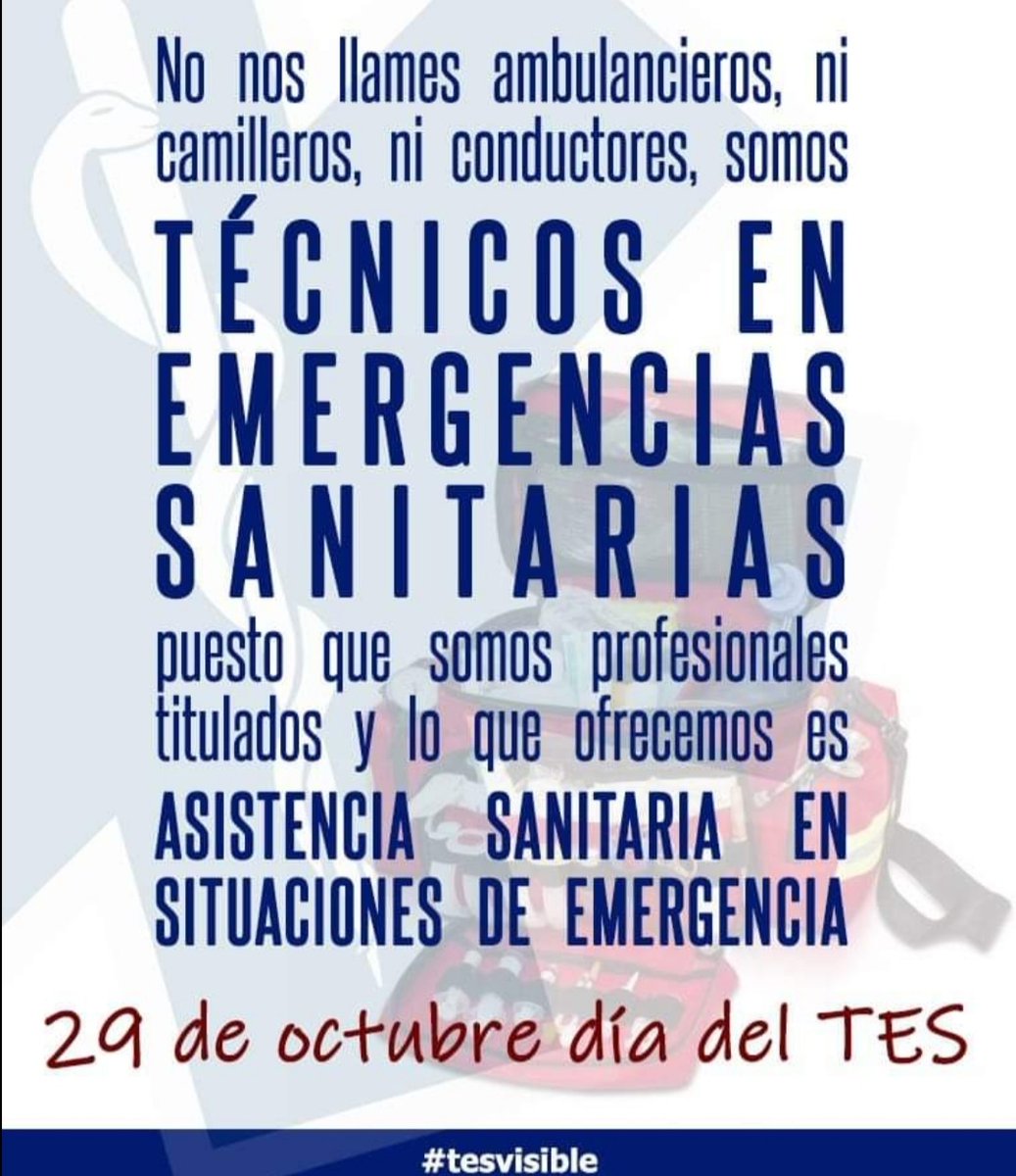RubenMismo's tweet photo. Porque sin ellos no somos nada, el equipo es lo que tiene, TODOS somos piezas fundamentales 🚑

#29OctubreDiaTES #TESvisible https://t.co/0Dclv41Atl