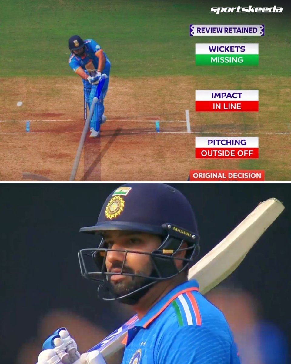 Sportskeeda's tweet image. Rohit Sharma survives 😮‍💨

🇮🇳: 55/3 (16)

📷: Hotstar 

#RohitSharma #CWC23 #INDvENG #Sportskeeda