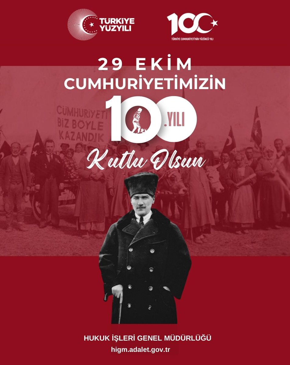 🇹🇷Cumhuriyetimizin ilanının 100. yıl dönümünde, Cumhuriyetimizin kurucusu Gazi Mustafa Kemal Atatürk başta olmak üzere silah arkadaşlarını, aziz şehitlerimizi ve kahraman gazilerimizi minnet ve şükranla anıyoruz. Cumhuriyet Bayramımız Kutlu Olsun.🇹🇷