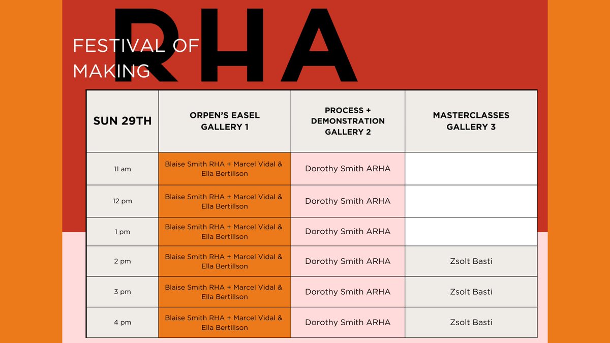 RHAGallery's tweet photo. It's the tenth and final day (did you put your clocks back!?) of the Festival of Making at the RHA. 

Here's what's on today. Free to attend; all are very welcome. 

Please see links in bio for details.

#RHA #RHA200 #RHASchool #FestivalOfMaking #ArtsCouncilSupported #ArtsIreland https://t.co/6TXsFqafTk