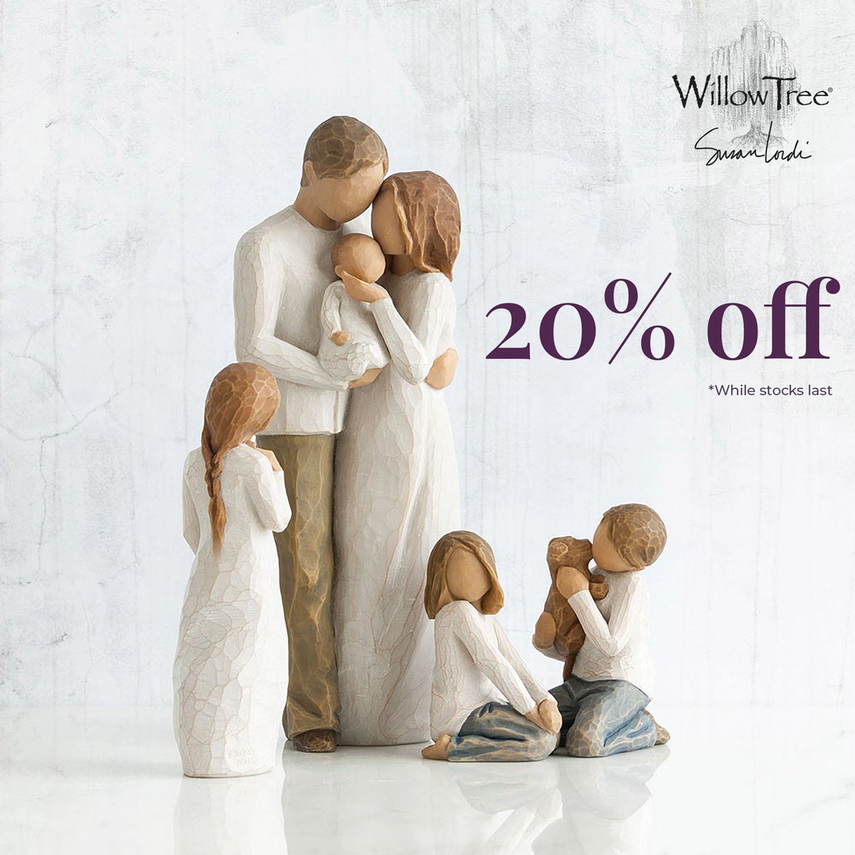 20% off Willow Tree figurines at @fhindsjewellers. These thoughtful figurines by artist Susan Lordi speak in quiet ways to heal, comfort, protect and inspire. Shop the range at F.Hinds today with 20% off until 15 November!