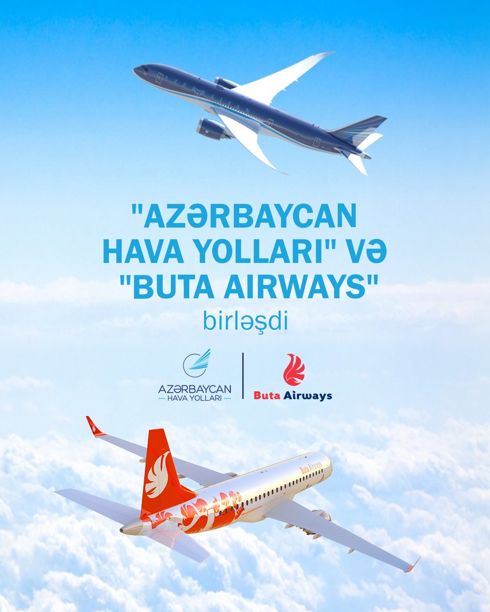 "Azərbaycan Hava Yolları" və "Buta Airways" vahid AZAL brendi altında birləşir.

Bu gündən etibarən "Buta Airways" veb-saytı və mobil tətbiqi fəaliyyətini dayandırır.

Bilet almaq, rezervasiyalarınızı daha rahat idarə etmək üçün sizi AZAL veb-saytı və mobil tətbiqində gözləyirik!