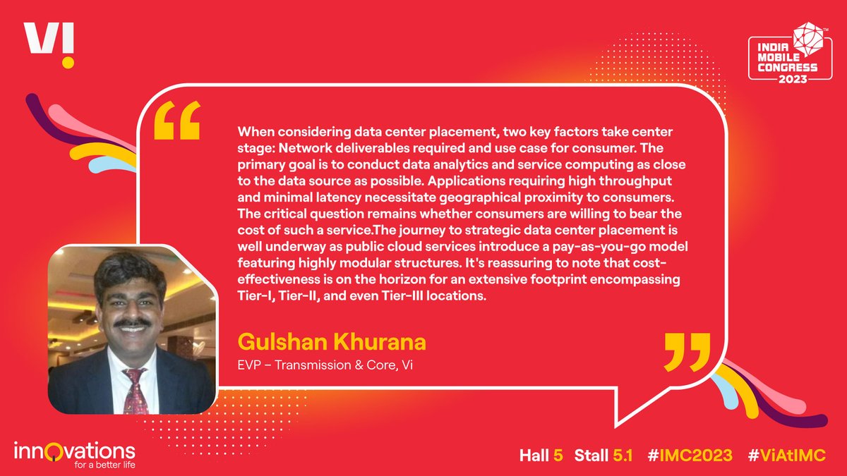 Here's a highlight of what Vi expert Gulshan Khurana spoke at the session titled 'Edge and Beyond: Data Centers Redefined' at #IMC2023. @ViBusinessIndia @exploreIMC #ViAtIMC #InnovationsForABetterLife