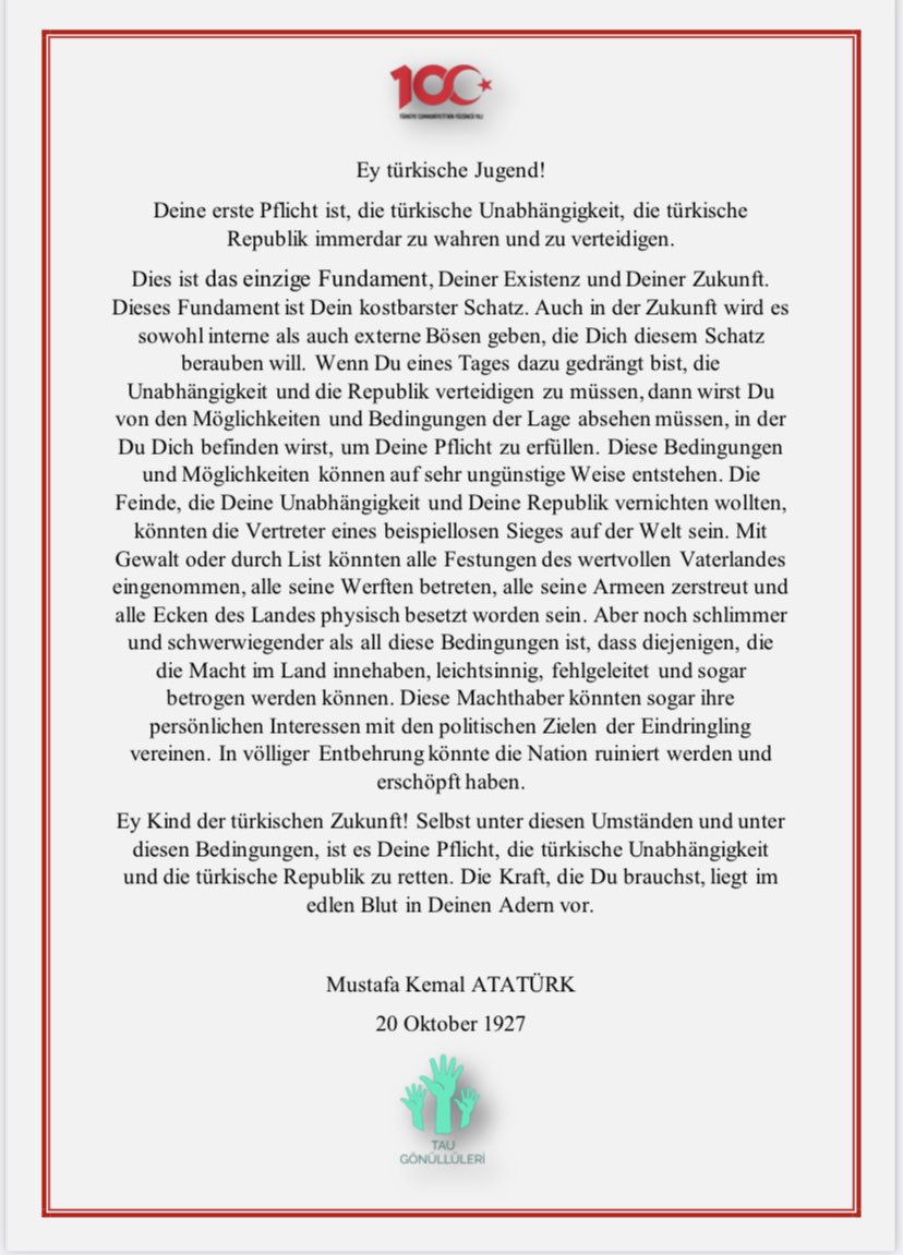 Cumhuriyetimizin 100. yılı kutlu olsun! 🇹🇷🤍♾️
