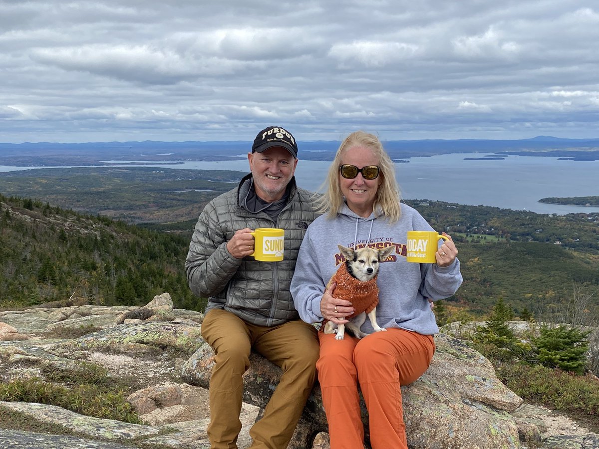 #SundayTODAY 
Kurt, Jina and little Wilson at the summit of Cadillac Mountain at Acadia National Park in Maine.