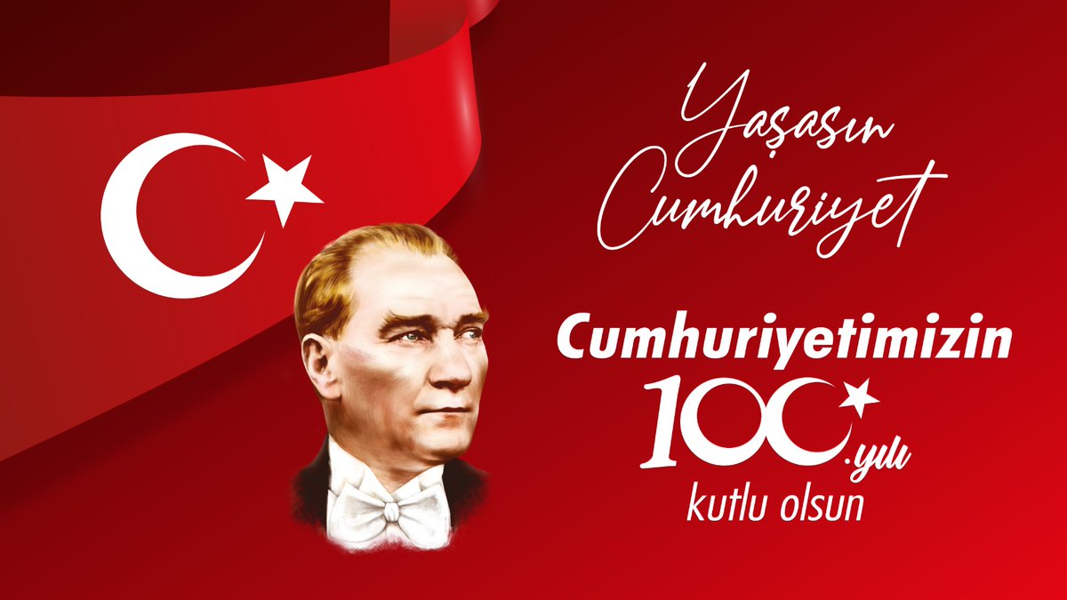 Türkiye Cumhuriyeti'nin 100. Yılını Kutluyoruz! 🇹🇷

Bugün, Türkiye Cumhuriyeti'nin 100. yılını coşkuyla kutlama gururunu yaşıyoruz.

Mustafa Kemal Atatürk ve silah arkadaşlarına saygı, rahmet ve minnetle... 🇹🇷 
#100yaşında #Atatürkünizinde100YIL #NeMutluTürkümDiyene
