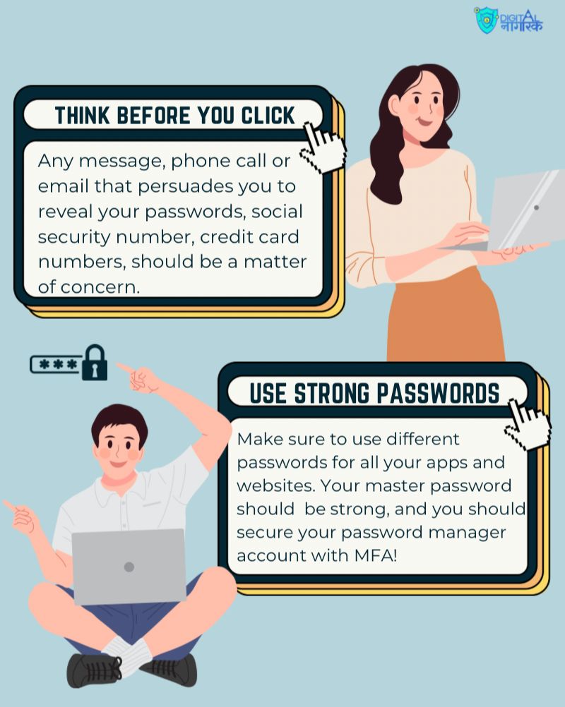 DigitalNagrik's tweet photo. Sometimes the simplest of steps can keep you safe.
Here are 4 tips to help you be #cybersafe.

#DigitalNagrik #CyberSecurity #StaySafe 

@SayftyCom @SSOIndia @BlrCityPolice @NSNappinai @Cyberdost @GoI_MeitY https://t.co/FOVPNNqf4e