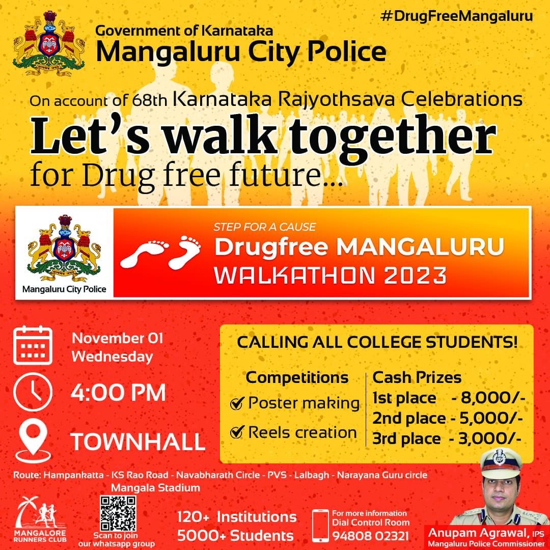 Join us,let’s walk together for drug free Mangaluru <a href="/compolmlr/">ಮಂಗಳೂರು ನಗರ ಪೊಲೀಸ್ MangaluruCityPolice</a> <a href="/KarnatakaCops/">ಕರ್ನಾಟಕ ರಾಜ್ಯ ಪೊಲೀಸ್ Karnataka State Police</a>