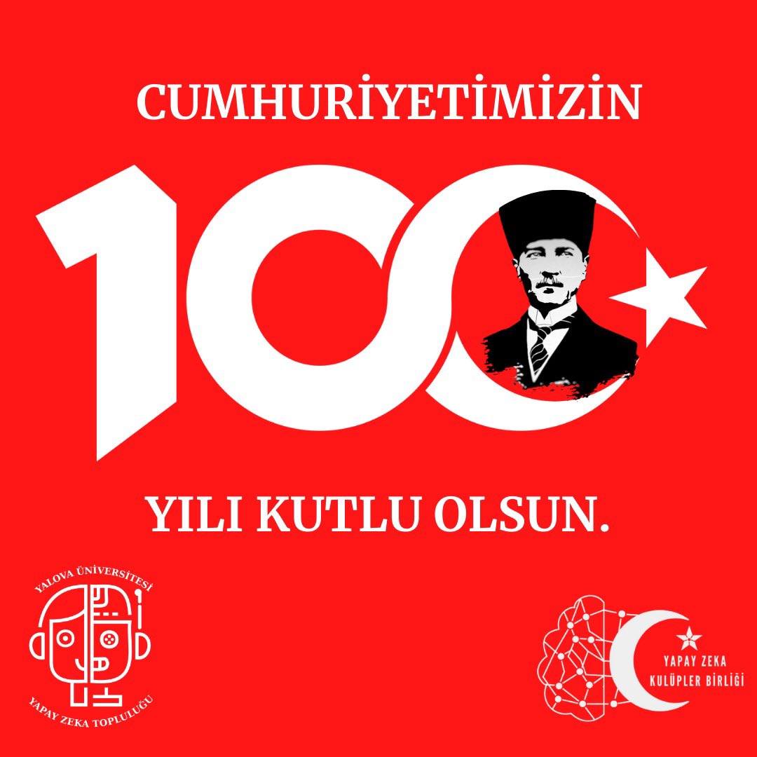 Cumhuriyetimizin 100. yılı kutlu olsun. ⭐️🇹🇷

“Yükselen yeni nesil, istikbal sizsiniz. Cumhuriyeti biz kurduk, onu yükseltecek ve yaşatacak olan sizlersiniz!" Mustafa Kemal ATATÜRK