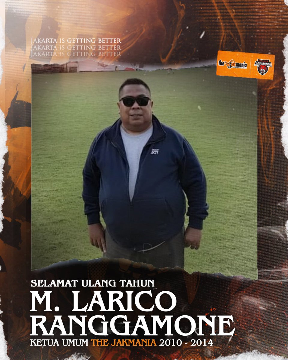 InfokomJakmania's tweet photo. Selamat ulang tahun kami ucapkan kepada M Larico Ranggamone (Ketua Umum the Jakmania periode 2010-2014).

Semoga selalu diberikan kesehatan, umur yang panjang, serta kebahagiaan.
Jaya Raya dan Persija Selamanya 👆
_
#InfokomJakmania
#PersijaSelamanya https://t.co/wutSdfU64J