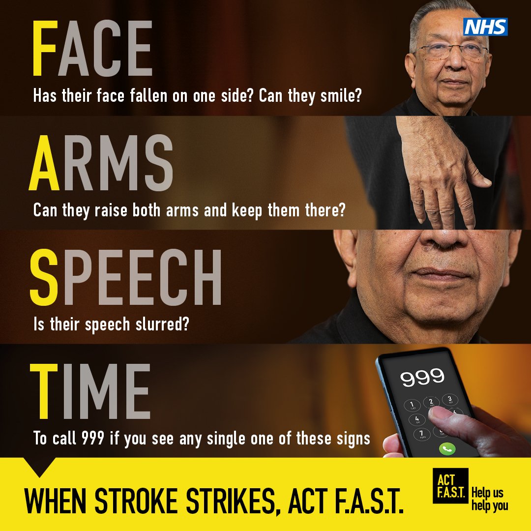 On #WorldStrokeDay its more important than ever to know the signs of stroke.
My husband (as some of you know) had 2 devastating strokes 5 years ago which left him with aphasia and disabled. 
Without @TheStrokeAssoc I'm not sure what we would've done 💙