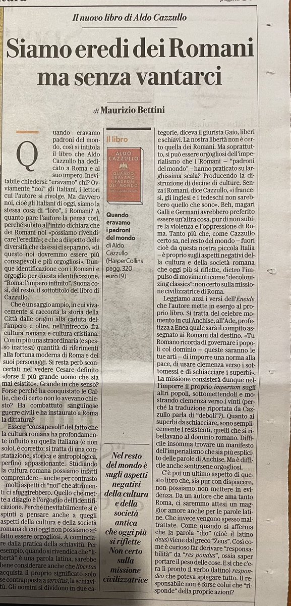 Da leggere e diffondere la recensione di Maurizio Bettini al libro di Cazzullo. Non basta saper scrivere, bisogna anche conoscere ciò di cui si scrive.