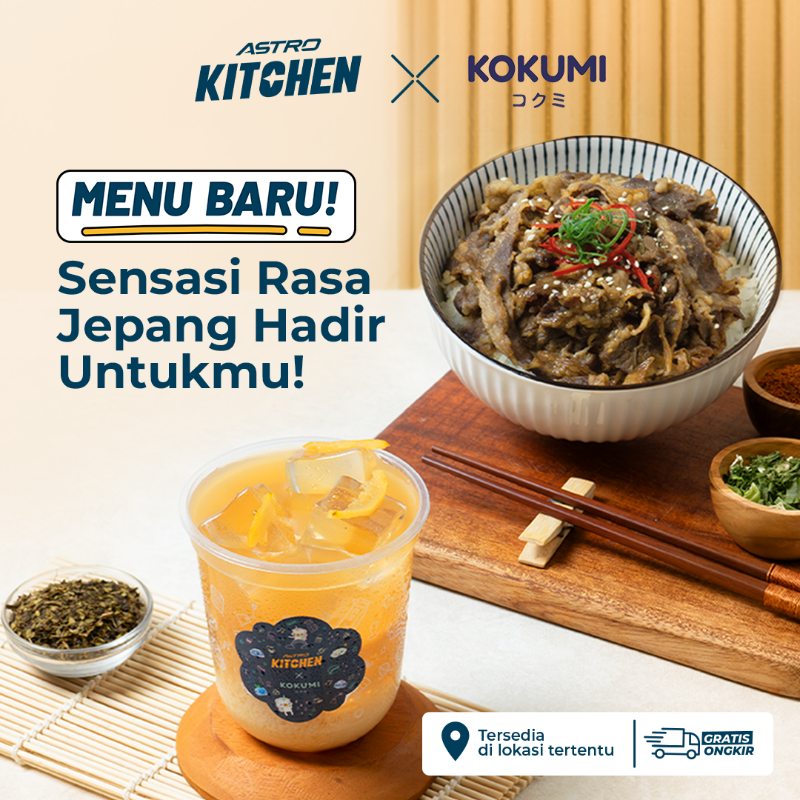 astronauts_id's tweet photo. Yakin gak ngiler sama menu baru Astro Kitchen ini?!🤤

AstroFriends yang suka kulineran dengan vibes Jepang, wajib banget cobain hangatnya rice bowl ditambah kesegaran minuman dari Astro Kitchen x Kokumi ini!😝

Langsung aja cobain &amp; #JajanSatSet sekarang. Klik banner di bawah!👇