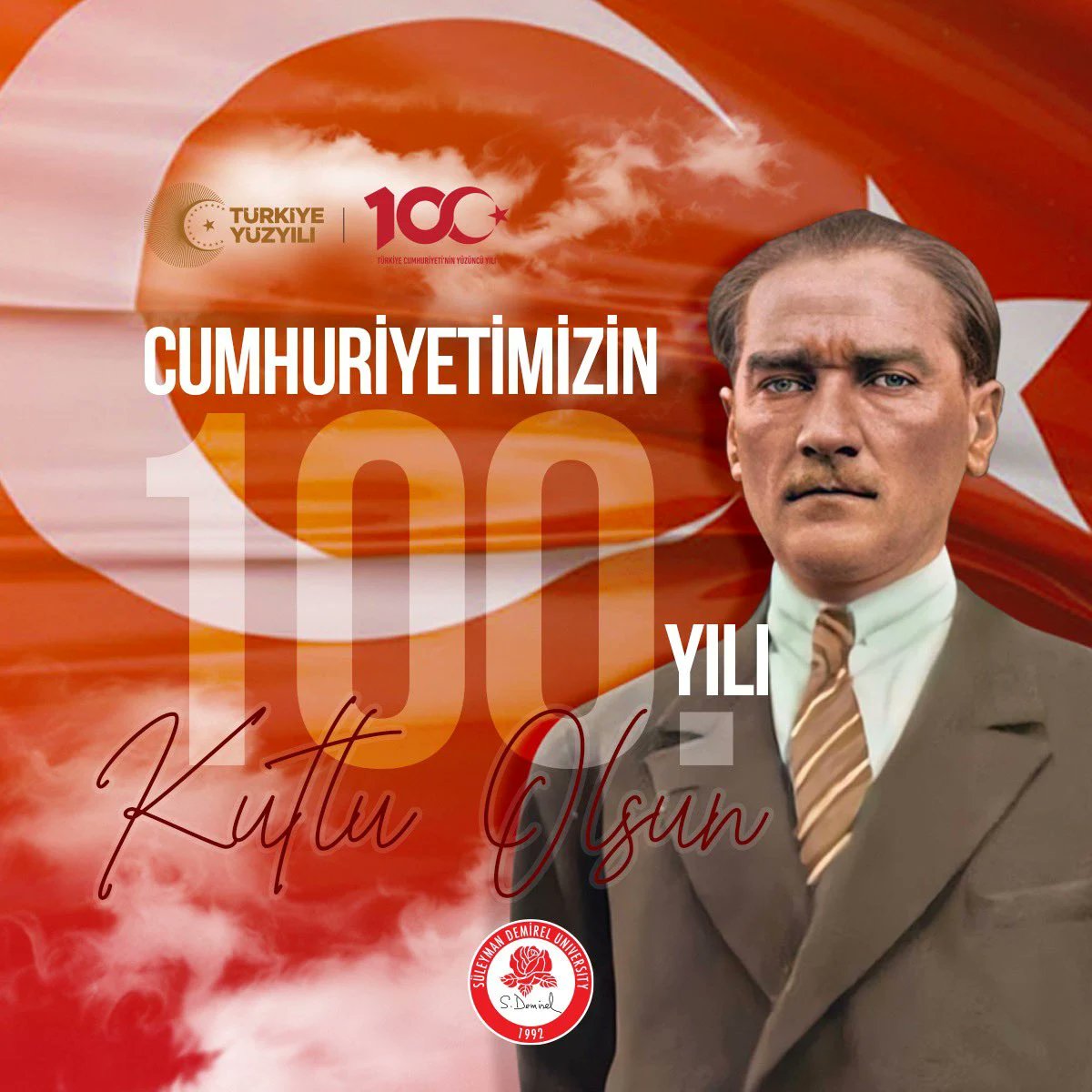 Cumhuriyetimizin 100. yılını ve 29 Ekim Cumhuriyet Bayramımızı coşkuyla, gururla ve heyecanla kutluyorum. Tüm kahramanlarımızı, şehit ve gazilerimizi minnet ve şükranla anıyorum.