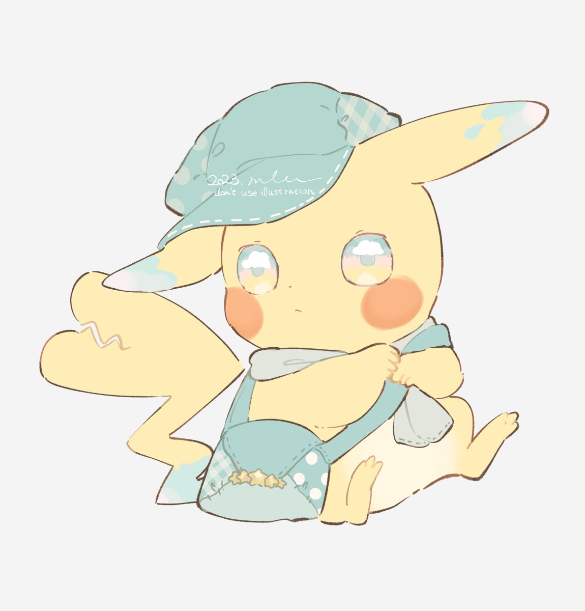 pikachu clothed pokemon pokemon (creature) no humans solo bag hat blue headwear  illustration images