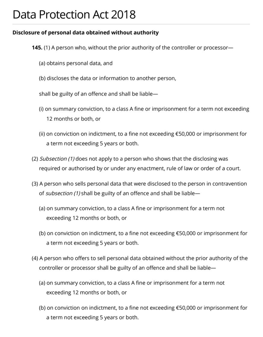 PSIA1851's tweet image. Public Servants in @westmeathcoco have breached my family's private information, that is a crime contray to s.144 &amp;amp; s.145 Data Protection Act 2018

#WhereisJustice ⚖️ 😕 
#itsacrime ⚖️