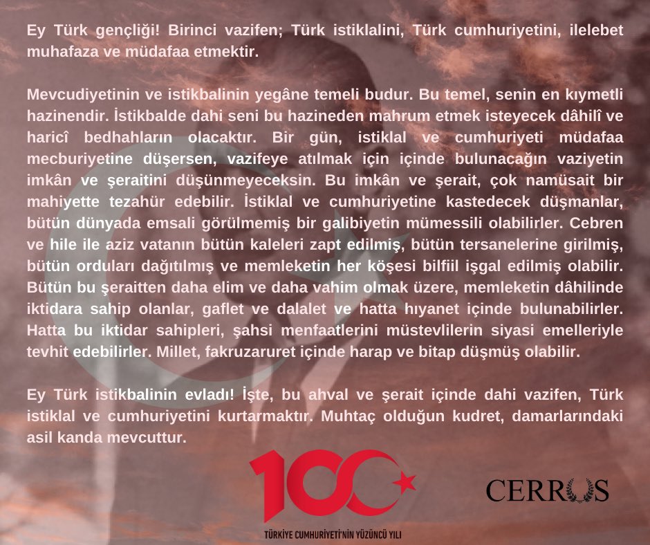 #Cumhuriyetimizin100YılıKutluOlsun