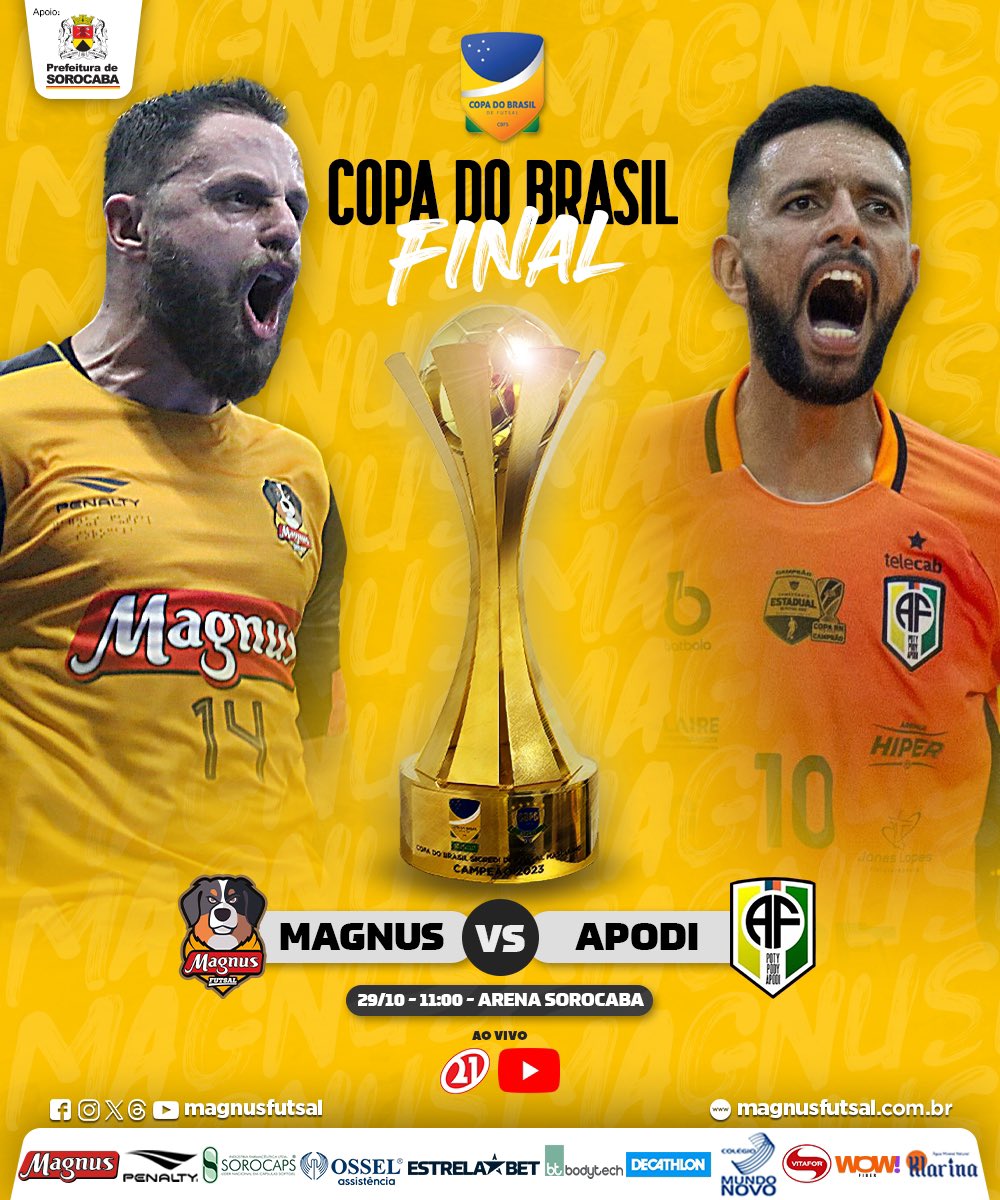 MagnusFutsal's tweet photo. É hoje! Vamos em busca do único título que falta em nossa sala de troféus! A partir das 11h tem duelo contra o Apodi, em casa, pelo jogo de volta da FINAL da Copa do Brasil!

#GoMagnus #MAGxAPO https://t.co/Ln1GHUutcE
