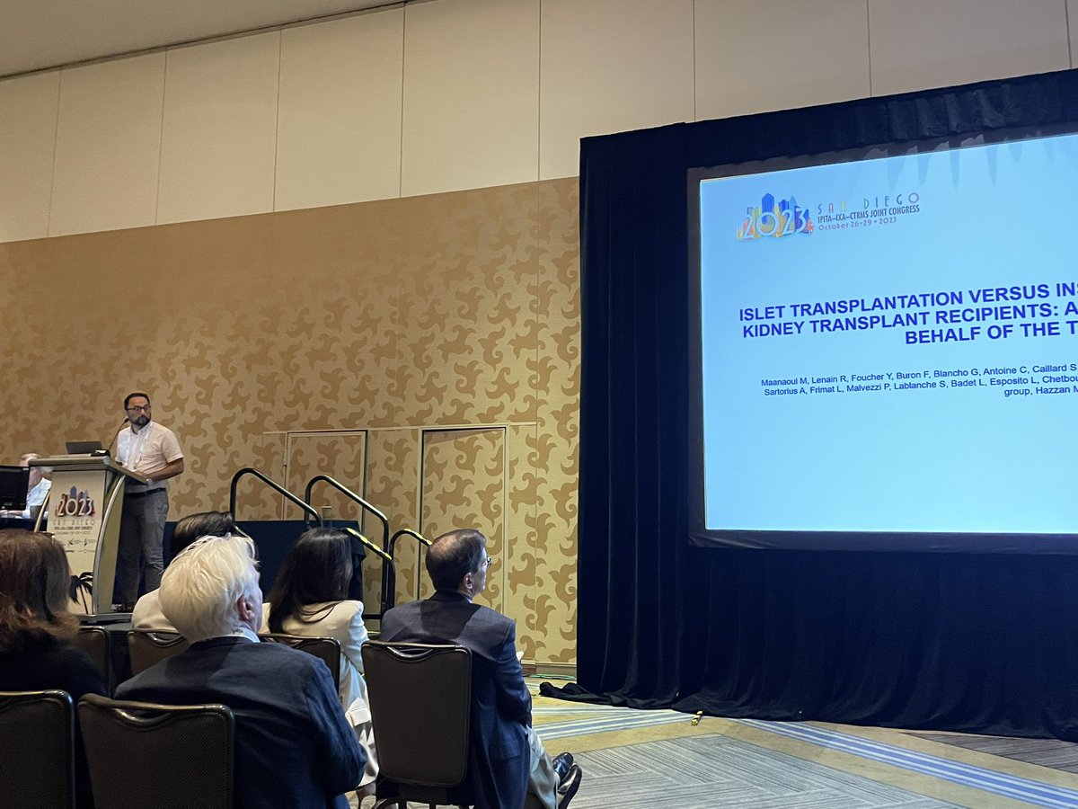 mikachet's tweet photo. IPITA San Diego 2023 >>> Outstanding talk #talklikemehdi and major study of @MaanaouiMehdi on behalf the french registry #TREPID @ag_biomedecine of #T1D transplanted with kidney. Islet graft protect the failure of KIdney graft Paradigm shift +++ https://t.co/4hEWVEHY7j