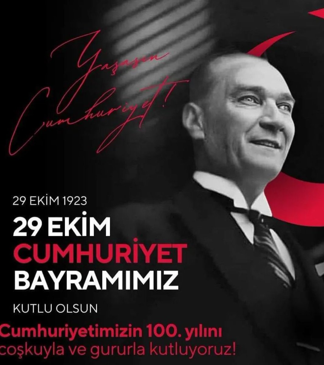 #29Ekim bağımsız yaşamanın tarihidir.Bir halkın silkelenip ayağa kalkışıdır,yarınımızdır,#Atatürk’tür. Karanlığı aydınlatan ışıktır.İnsan olmak insanca yaşamaktır. Cumhuriyet ilelebet payidar kalacaktır!! #Cumhuriyet100yaşında #MustafaKemalAtatürk #Atatürkünİzinde100Yıl 💙🇹🇷