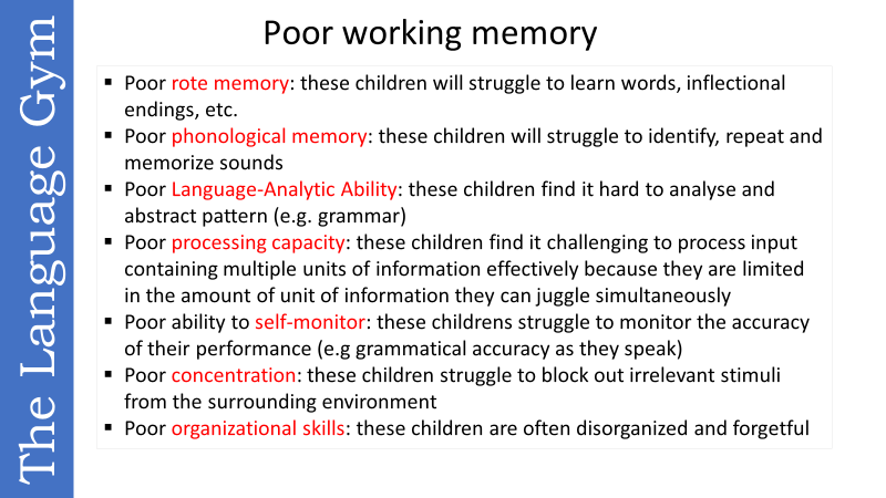 How to easily recognize children with poor working memory