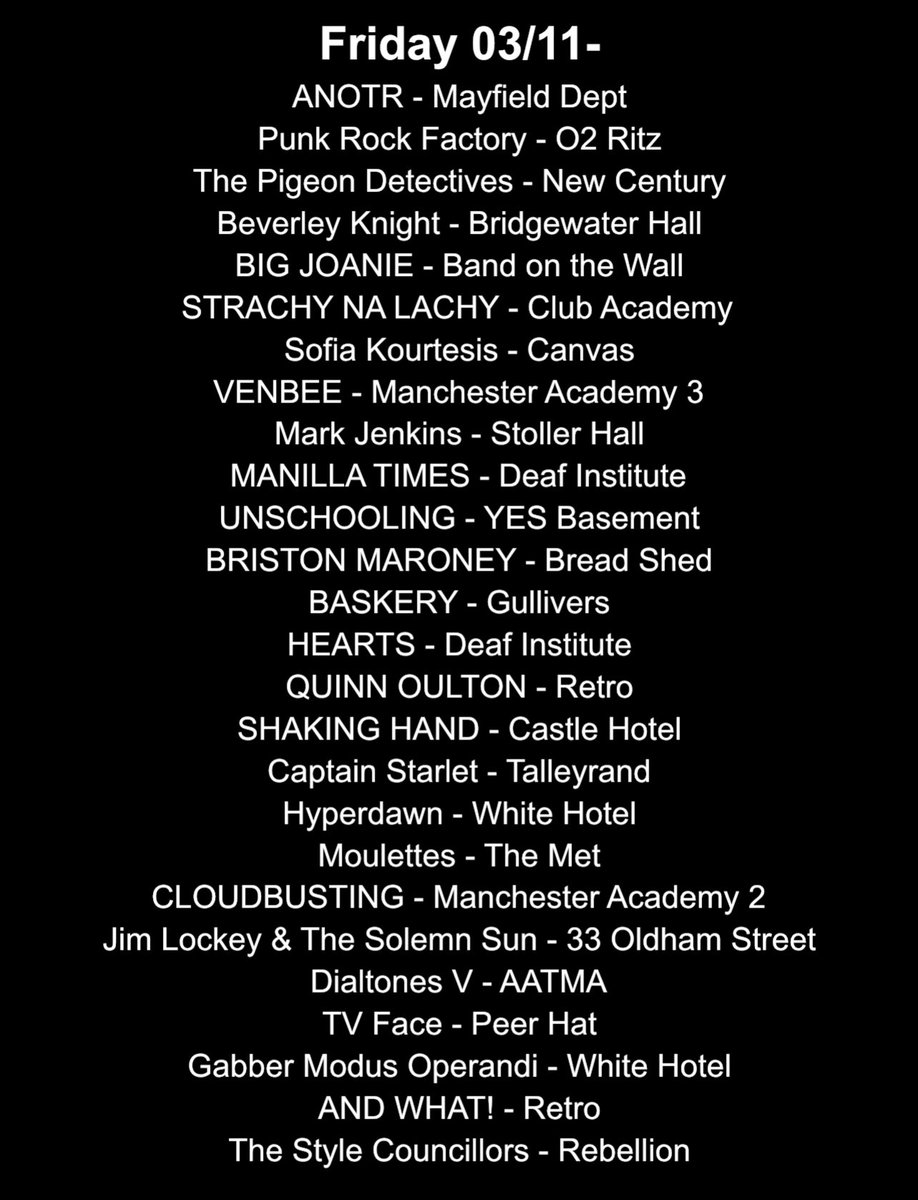 ManchesterGigss's tweet photo. Gigs gigs gigs https://t.co/fGnqsXKW0P