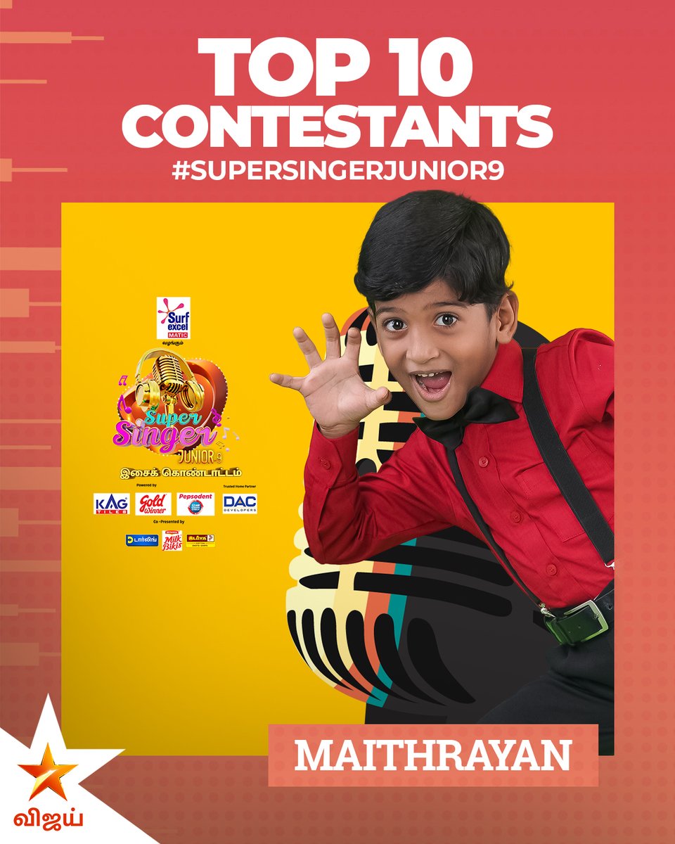 vijaytelevision's tweet photo. Top 10 Contestants #SuperSingerJunior9 
#Maithrayan #Shreenitha #HarshiniNethra #ProhithaSree https://t.co/4lzypi66sQ