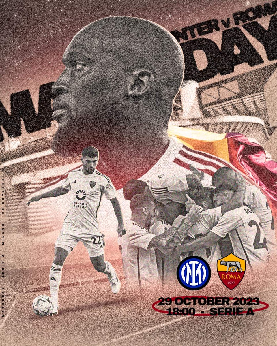 safodbold's tweet photo. 🔥 MATCHDAY! 
⏰ 18:00, #InterRoma 
🟨 DAJE ROMA DAJE! 🟥 https://t.co/vcaAlpNrNS
