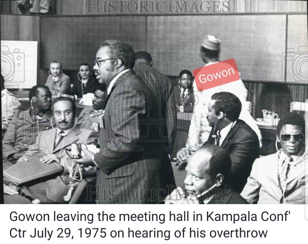 'A pivotal moment captured in history: July 29, 1975, at the Kampala Conference Center. A powerful image depicting the immediate reaction and departure upon hearing news of a significant shift in power. #HistoricImages #PoliticalHistory