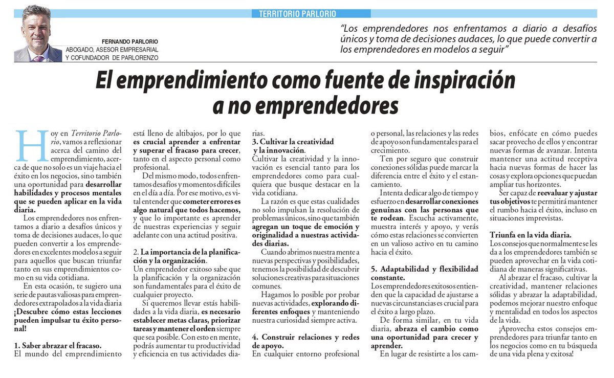 👋Buenos días! Esta semana en 𝐓𝐞𝐫𝐫𝐢𝐭𝐨𝐫𝐢𝐨 𝐏𝐚𝐫𝐥𝐨𝐫𝐢𝐨✍🏻 de <a href="/NuevaAlcarria/">Nueva Alcarria</a>, reflexionamos sobre habilidades de emprendimiento aplicables a la vida cotidiana

EL EMPRENDIMIENTO COMO FUENTE DE INSPIRACION A NO EMPRENDEDORES
#TerritorioParlorio 

nuevaalcarria.com/articulos/el-e…