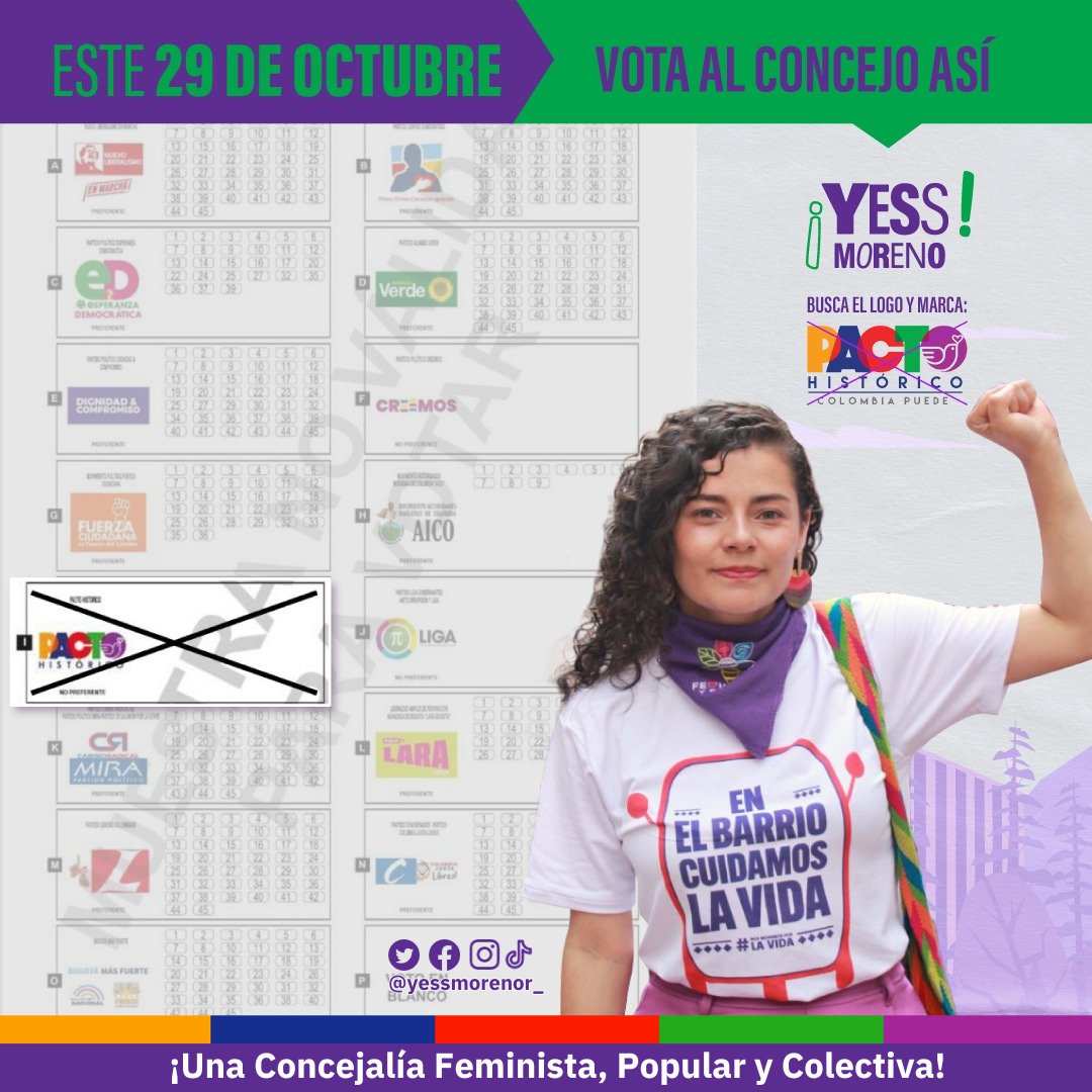 Nuestra apuesta para Bogotá es una Concejalía Feminista, Popular y Colectiva donde trabajaremos por una ciudad de oportunidades.  

Les invito, a votar por la lista cerrada del #PactoHistórico al Concejo y a la Alcaldía por <a href="/GustavoBolivar/">Gustavo Bolívar</a>. 

#BogotáVotaPacto 🗳️