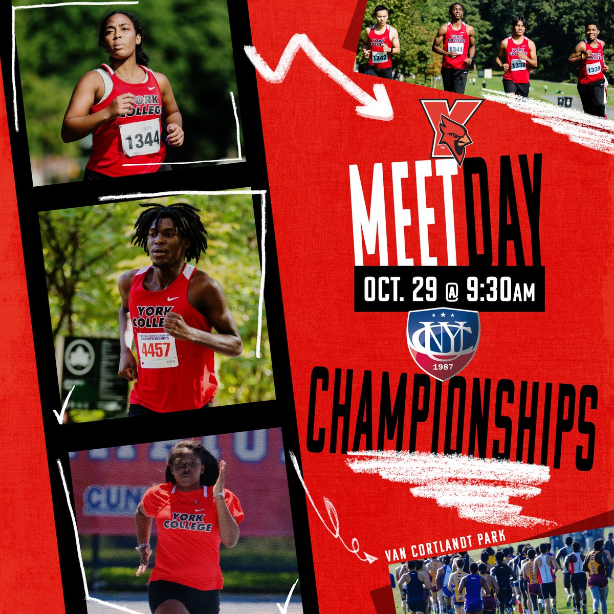 🅸🆃'🆂 #YCCardinals M̳E̳E̳T̳ ̳D̳A̳Y̳💨 👟 @YorkCollegeCUNY 𝗖𝗥𝗢𝗦𝗦 𝗖𝗢𝗨𝗡𝗧𝗥𝗬 ⒶⓉ @CUNYAC Championships 🕤 9:30 AM 📍Bronx, NY 🏞️ @NYCParks Van Cortlandt Park #RiseAbove #TheCardinalWay #WeAreOneYork #d3xc #NCAAD3