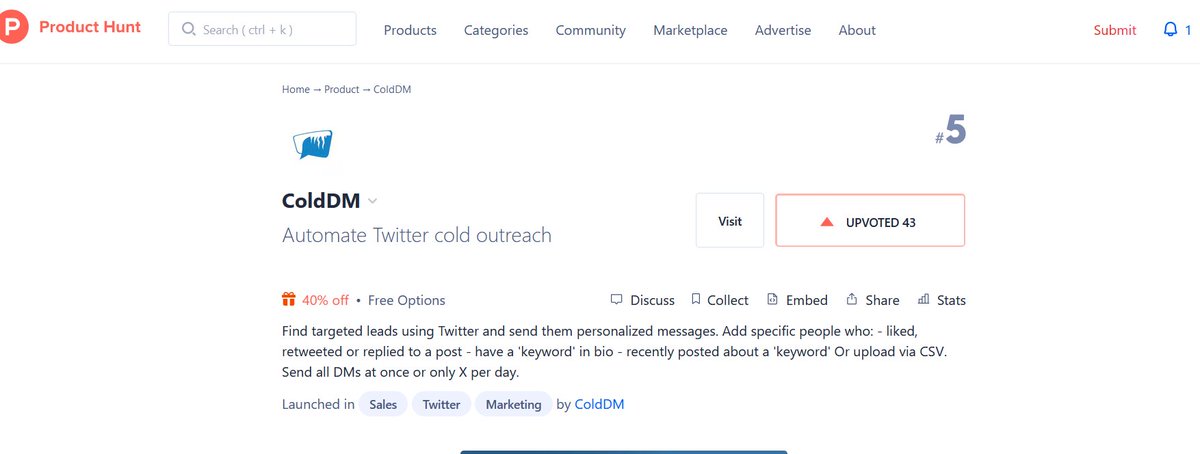 @dannyychu colddm Also upvoted on producthunt