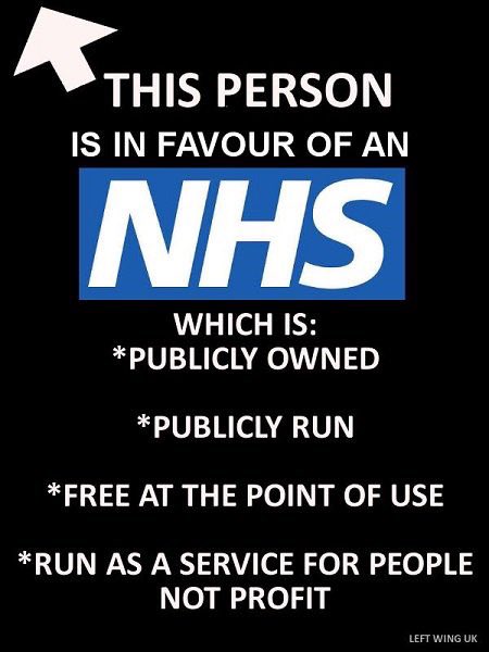 We know that the majority of people support the NHS and don't want to see it privatised Together we can fight to save the NHS from the Tories Please RT if you agree with the message below #SocialistSunday