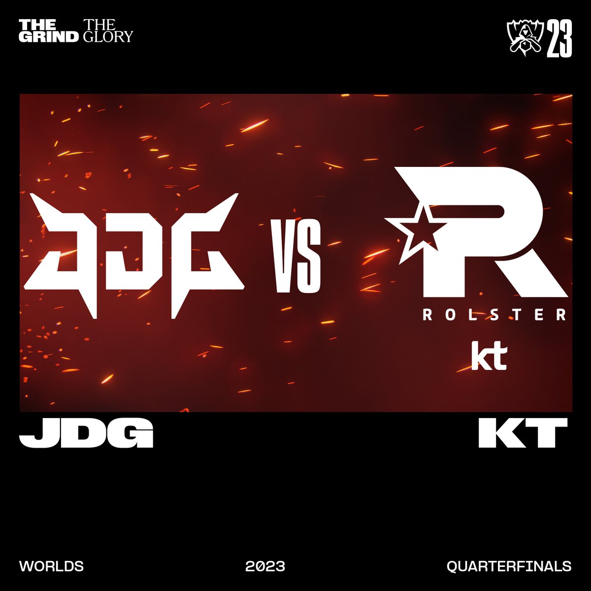 lolesports's tweet photo. #WORLDS2023 QUARTERFINAL MATCHUP:

@JDGaming vs @KTRolster_tw https://t.co/vX1HLyfNQN
