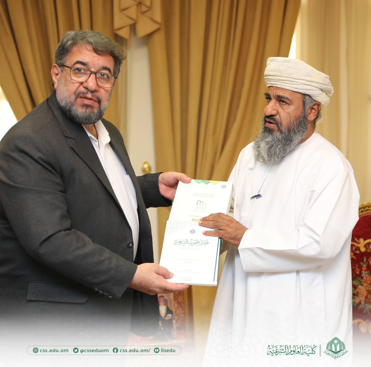 الدكتور كريم النجفي الأمين العام للشبكة الإسلامية للجامعات الافتراضية (كومستيك)، التابعة لمنظمة التعاون الإسلامي، والوفد المرافق له في زيارة رسمية لـ #كلية_العلوم_الشرعية