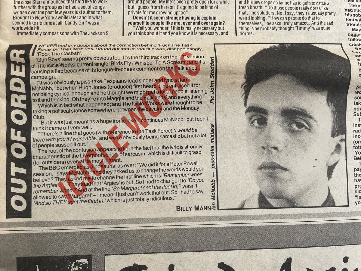 Ian McNabb and Icicle Works interview.  
From NME 27 August 1983.
@empiresend 
@TheIcicleWorks