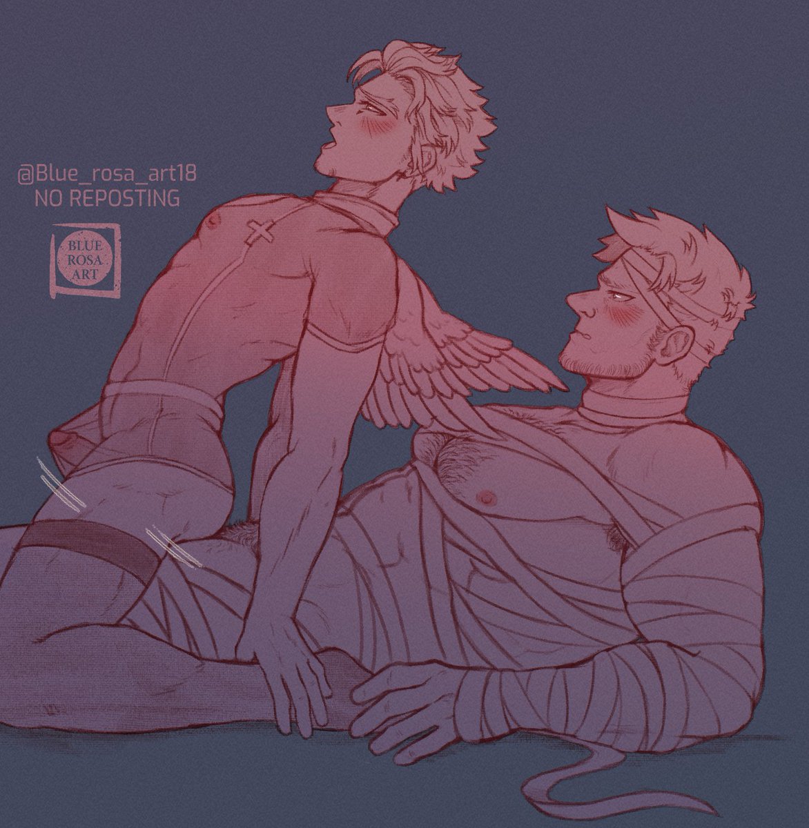 Blue_rosa_art18's tweet photo. [#endhawks / #EnHo / #endehawks 18+ NSFW]
🦅: The patient needs some CPR
🔥: I'm dressed as a Mummy!
---------
Happy Endhawks Halloween! 
Over on 🅿️atreon I drew a whole horny collection of Enho/HoEn fucking in halloween costumes (with maybe a side of monster fucking too🤭) https://t.co/jKnzYcEWRK