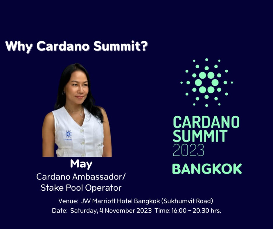 BreakPoolTH's tweet image. ชุมชนประเทศไทย พร้อม! 🇹🇭 ☺️🥳
พบกันวันเสาร์ที่ 4 พฤศจิกายนนี้ ที่โรงแรม JW Marriott Hotel Bangkok ถนนสุขุมวิท ค่ะ ท่านที่ลงทะเบียนไม่ทันคอมเม้นท์หรือ DM มานะคะ
.
Cardano Summit 2023 เวทีใหญ่อยู่ที่ Dubai วันที่ 2-4 พฤศจิกายน สามารถชมงานทาง online ได้ค่า 🥳
#CardanoSummit2023