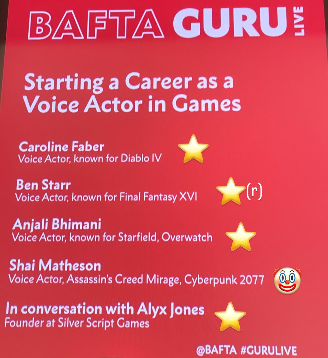 Absolute thrill and honour to share a panel with these talented legends (& get to meet a few afterwards too ☺️)
Thanks for having us @BAFTA and thanks to the lovely warm engaged folks that attended #gurulive! 

@Alyx_Jones @sweeetanj @The_Ben_Starr @carolinefaber @juliabscasting