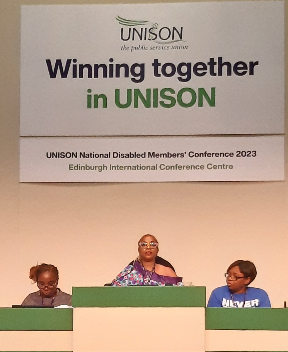 National Disabled Members National Committee member Lady Lola Oyewusi chairs the second session #UDMC23 <a href="/unisontheunion/">UNISON - UK's largest union</a>