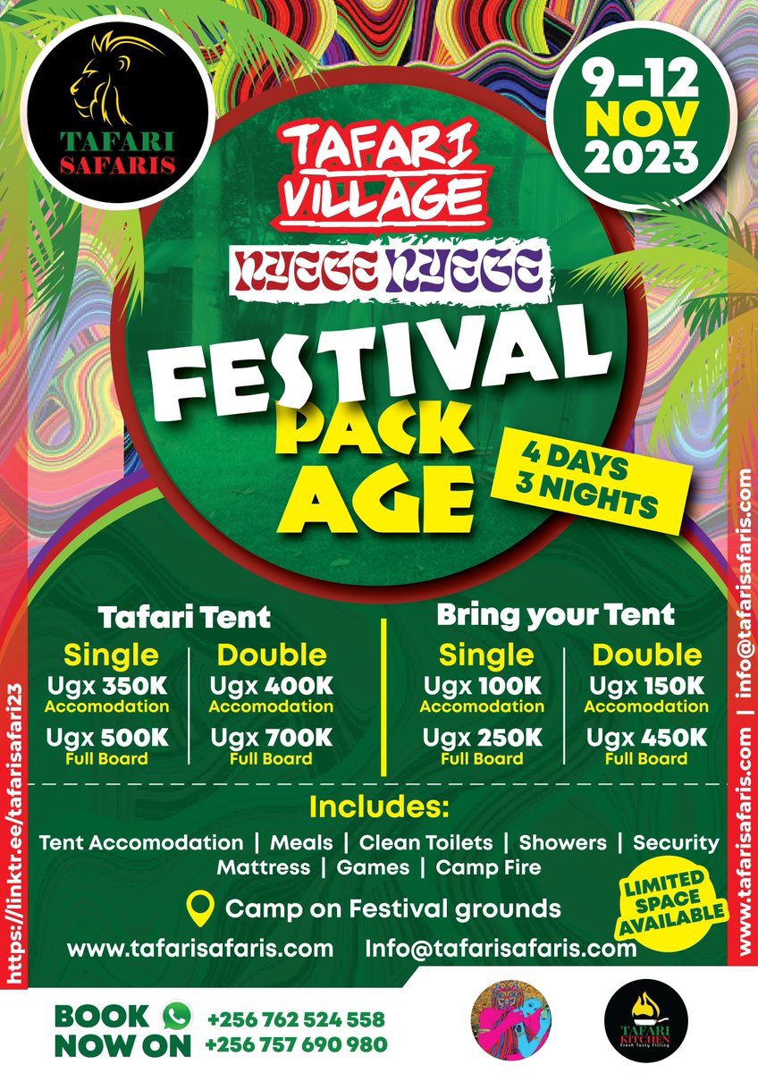 Nyege Nyege 10th anniversary (@nyegenyegefest) on Twitter photo Accomodation in Jinja is closing at lightspeed, luckily smaller and convenient campsites are setting up around the festival's 50acres arena. They are selling out fast son don't delay to book your spot at <a href="/TafariSafaris/">TAFARI SAFARIS</a> right on the Golf Course!! Accomodation in Jinja is closing at lightspeed, luckily smaller and convenient campsites are setting up around the festival's 50acres arena. They are selling out fast son don't delay to book your spot at <a href="/TafariSafaris/">TAFARI SAFARIS</a> right on the Golf Course!!