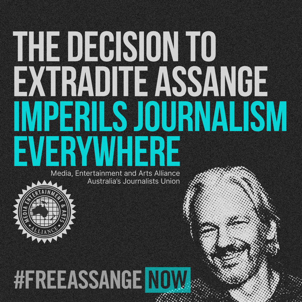 'The decision to extradite Assange imperils journalism everywhere.'—Australia's journalists union @withMEAA #FreeAssangeNOW #DropTheCharges