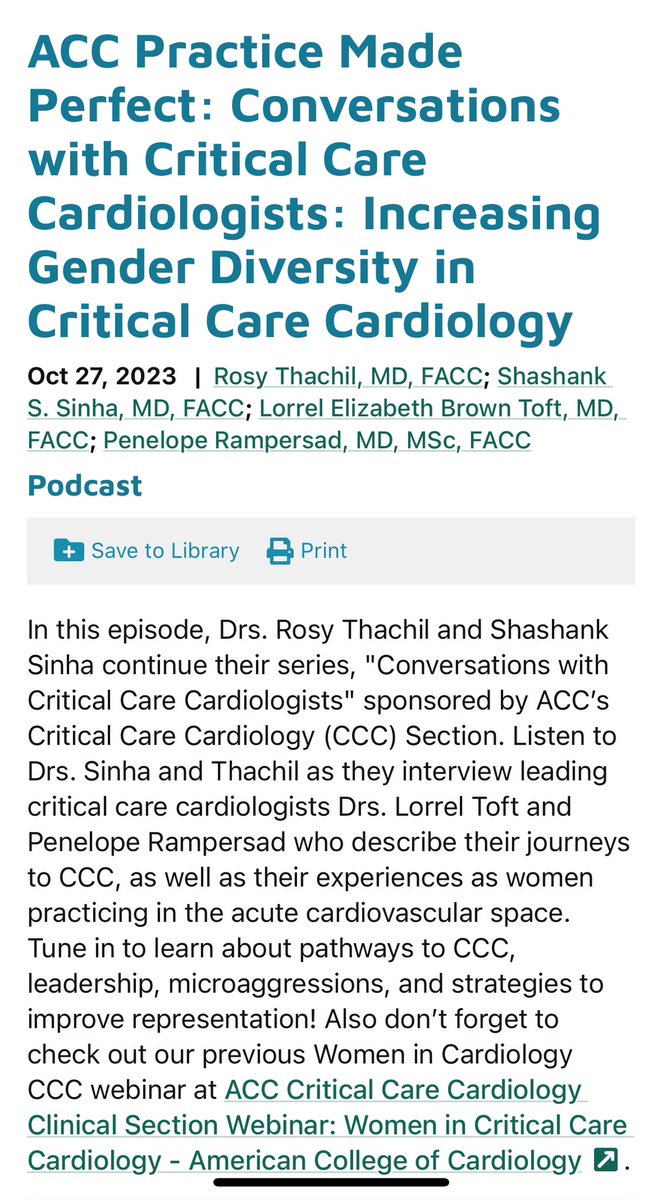 An inspiring conversation with @PennyRampersad and Dr.Lorrel Toft. 
@ShashankSinhaMD 
@ACCinTouch

open.spotify.com/episode/4iDldA…

#criticalcarecardiology #womenincardiology
