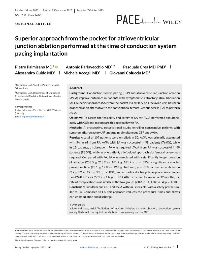 Giovanni Coluccia (@messapus) on Twitter photo Our latest contributions in the field of #ConductionSystemPacing published the same day (few days ago): <a href="/AmJCardio/">American Journal of Cardiology</a> 👉 doi.org/10.1016/j.amjc… and <a href="/pace_journal/">Pacing and Clinical Electrophysiology</a> 👉 doi.org/10.1111/pace.1… Topics: different aspects of AVJ #ablation and #CSP for refractory #AFib and #HF. #Epeeps Our latest contributions in the field of #ConductionSystemPacing published the same day (few days ago): <a href="/AmJCardio/">American Journal of Cardiology</a> 👉 doi.org/10.1016/j.amjc… and <a href="/pace_journal/">Pacing and Clinical Electrophysiology</a> 👉 doi.org/10.1111/pace.1… Topics: different aspects of AVJ #ablation and #CSP for refractory #AFib and #HF. #Epeeps