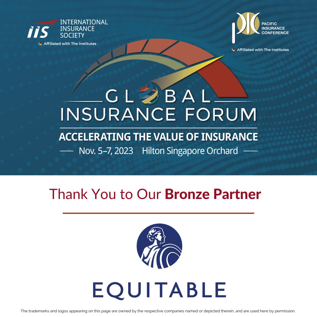 Thank you to our Bronze Partner @equitablelife for their generous support of the #GlobalInsuranceForum, taking place Nov. 5-7 at the Hilton Singapore Orchard! There are only days left to register. 

Grab your seat here: bit.ly/3ObHcx1

#GIF2023