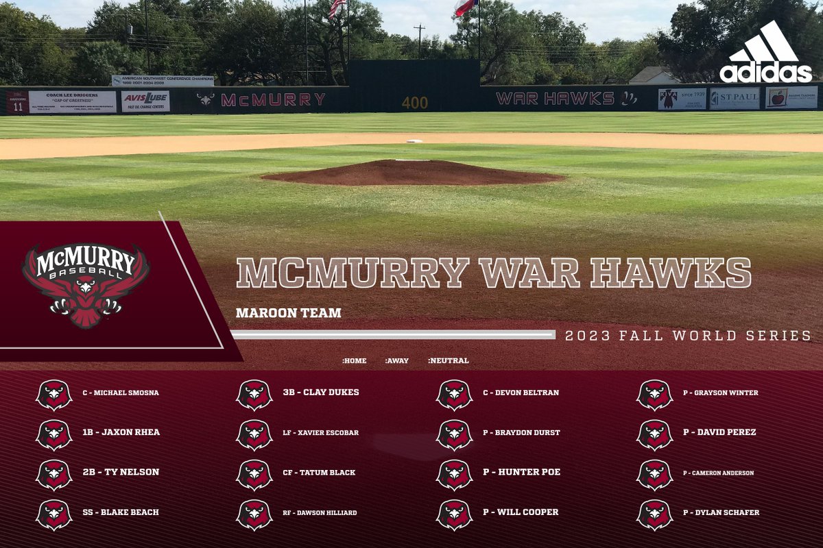 Congratulations to the Maroon Team for winning the War Hawks Fall World Series!! The wet and cool weather delayed the series but didn't rain us out!!