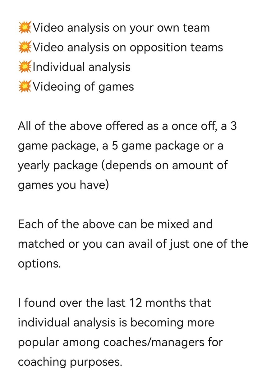 Its coming to that time of the year again for some GAA clubs as they look for something different to give them an edge on other teams for the 2024 season

Why not look at introducing video analysis with your team. See below for all the different options

Drop me a DM to discuss