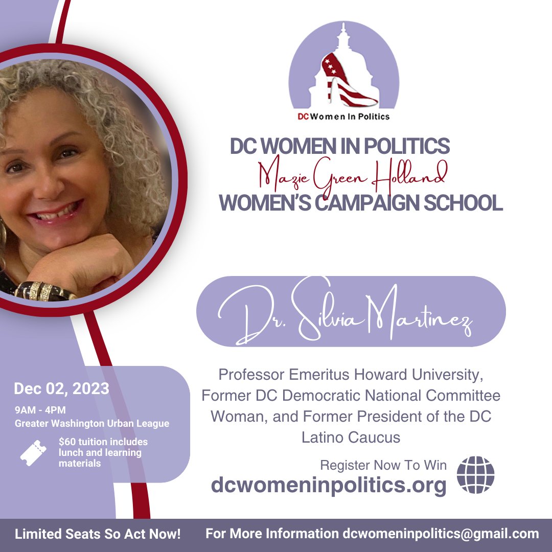 Meet Dr. Silvia Martinez! She will be sharing What it Takes to Win. 1-Day Training Is Dec. 2 at 9-4 ET! dcwomeninpolitics.org