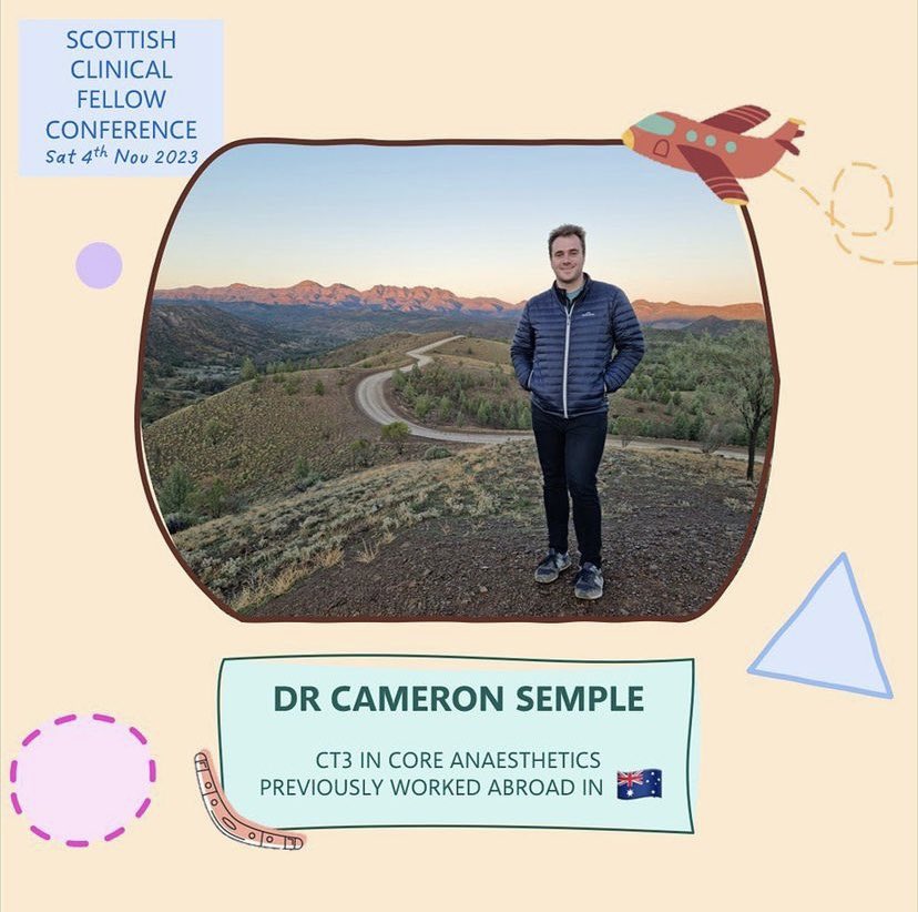 ScottishFellows's tweet photo. Considering a life down under? ✈️🐨
Introducing… 

✨Dr Cameron Semple✨

He will be speaking at our conference all about his experience of working abroad in Australia. 

Get your tickets now so you don’t miss out! https://t.co/I27mZ97JgN
